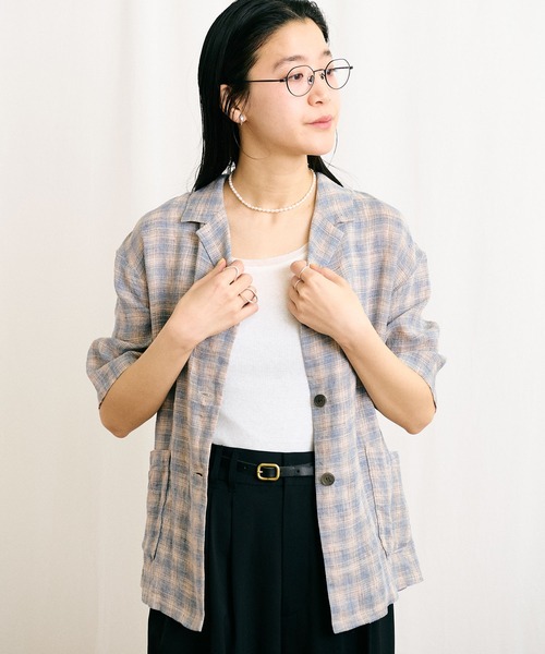 fig Ｌondon（フィグロンドン）の「OMBRE CHECK shirt（シャツ/ブラウス・レディース・ベージュ・FREE）」の4枚目の写真