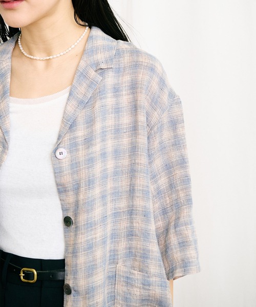 fig Ｌondon（フィグロンドン）の「OMBRE CHECK shirt（シャツ/ブラウス・レディース・ベージュ・FREE）」の5枚目の写真