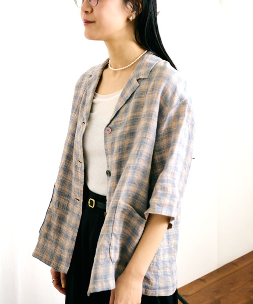fig Ｌondon（フィグロンドン）の「OMBRE CHECK shirt（シャツ/ブラウス・レディース・ベージュ・FREE）」の8枚目の写真