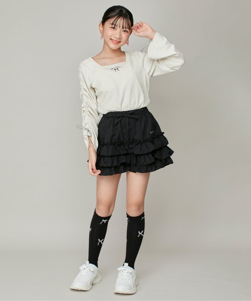 JENNI love(ジェニィラブ)の「ラメテレコそでドロストロンT(Tシャツ/カットソー・キッズ・グレー/オフホワイト/ピンク・160cm/150cm/140cm/130cm)」の7枚目の写真