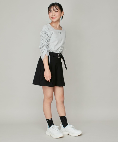 JENNI love(ジェニィラブ)の「ラメテレコそでドロストロンT(Tシャツ/カットソー・キッズ・グレー/オフホワイト/ピンク・160cm/150cm/140cm/130cm)」の12枚目の写真