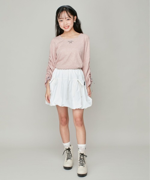 JENNI love(ジェニィラブ)の「ラメテレコそでドロストロンT(Tシャツ/カットソー・キッズ・グレー/オフホワイト/ピンク・160cm/150cm/140cm/130cm)」の13枚目の写真