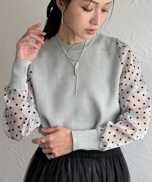 袖ドットトップス（その他トップス）｜deux amour（ドゥーザムール）の