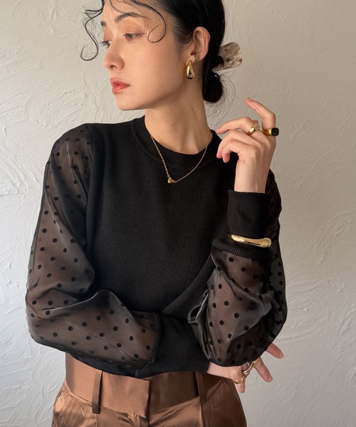 deux amour(ドゥーザムール)の「袖ドットトップス(その他トップス・レディース・グレー/ブラック/ネイビー/ホワイト・FREE)」の13枚目の写真