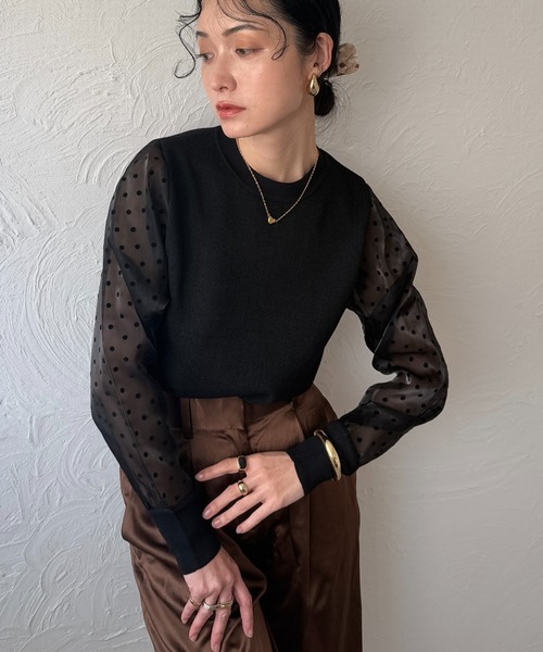 deux amour(ドゥーザムール)の「袖ドットトップス(その他トップス・レディース・グレー/ブラック/ネイビー/ホワイト・FREE)」の12枚目の写真