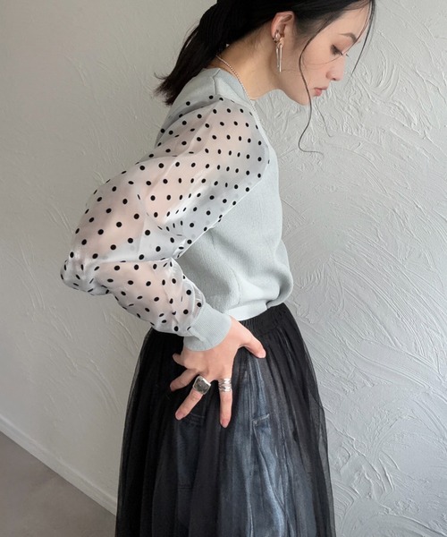 deux amour(ドゥーザムール)の「袖ドットトップス(その他トップス・レディース・グレー/ブラック/ネイビー/ホワイト・FREE)」の5枚目の写真