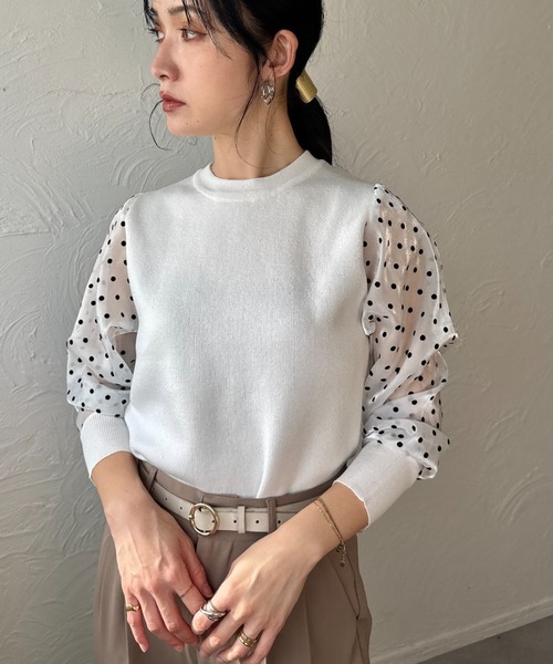 袖ドットトップス（その他トップス）｜deux amour（ドゥーザムール）の