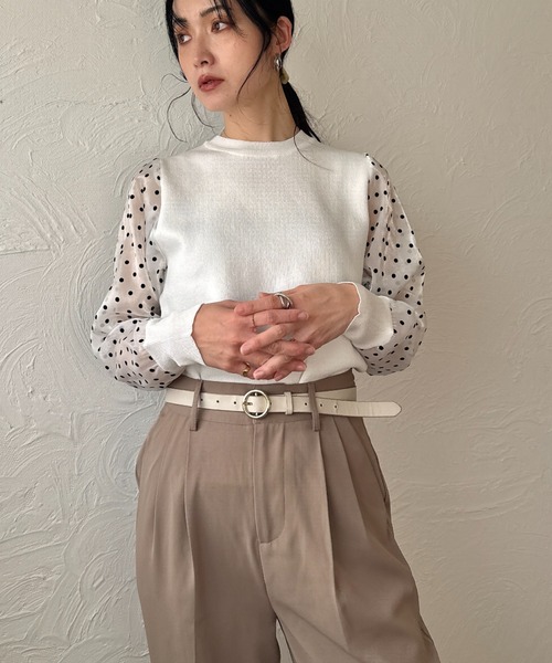 袖ドットトップス（その他トップス）｜deux amour（ドゥーザムール）の