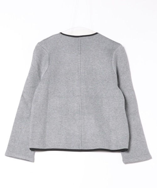 Primazel(プリマゼル)の「パイピンクニットジャケット(ノーカラージャケット・レディース・グレー・MEDIUM)」の9枚目の写真