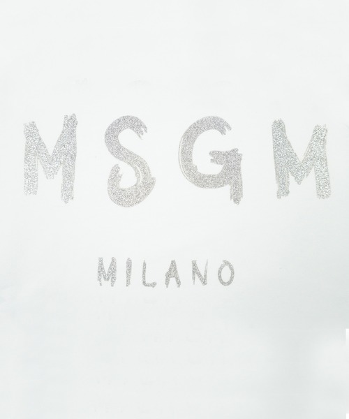 MSGM（エムエスジーエム）の「【NEW】MSGM ブラッシュロゴTシャツ【GLITTER PRINT】（Tシャツ/カットソー・レディース・ブラック×シルバー/ホワイト×シルバー・S/M/L/XS）」の8枚目の写真