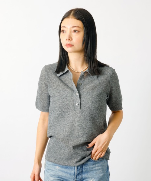 MICA&DEAL(マイカ&ディール)の「【MICA&DEAL/マイカアンドディール】sheer knit polo shirt シアーニットポロシャツ 半袖/ニット/シアー/ポロシャツ【WEB限定】(ニット/セーター・レディース・オフホワイト/グレー/ダークネイビー・フリー)」の9枚目の写真