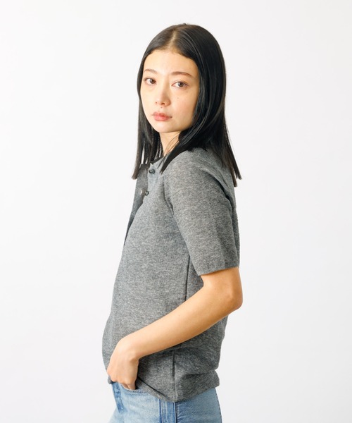 MICA&DEAL(マイカ&ディール)の「【MICA&DEAL/マイカアンドディール】sheer knit polo shirt シアーニットポロシャツ 半袖/ニット/シアー/ポロシャツ【WEB限定】(ニット/セーター・レディース・オフホワイト/グレー/ダークネイビー・フリー)」の10枚目の写真