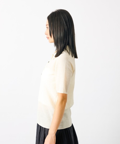 MICA&DEAL(マイカ&ディール)の「【MICA&DEAL/マイカアンドディール】sheer knit polo shirt シアーニットポロシャツ 半袖/ニット/シアー/ポロシャツ【WEB限定】(ニット/セーター・レディース・オフホワイト/グレー/ダークネイビー・フリー)」の19枚目の写真