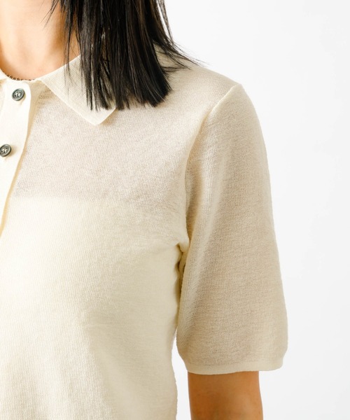 MICA&DEAL(マイカ&ディール)の「【MICA&DEAL/マイカアンドディール】sheer knit polo shirt シアーニットポロシャツ 半袖/ニット/シアー/ポロシャツ【WEB限定】(ニット/セーター・レディース・オフホワイト/グレー/ダークネイビー・フリー)」の22枚目の写真