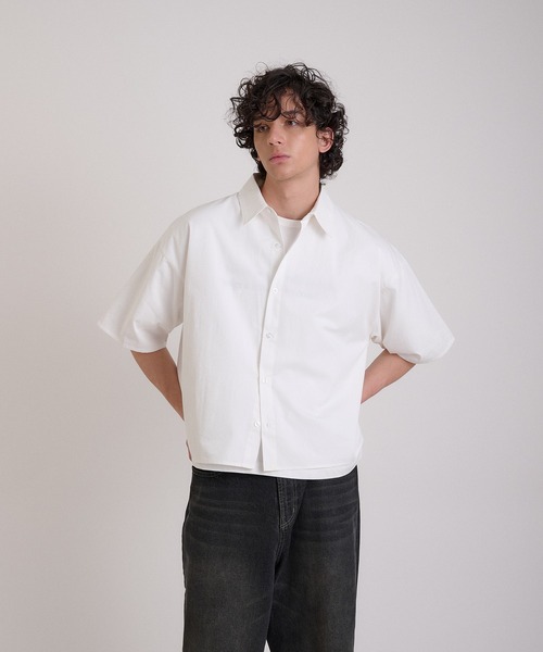 Regen Glanz(レーゲングランツ)の「cropped short sleeve shirt/クロップドショートスリーブシャツ(シャツ/ブラウス・メンズ・ブラック/ライトホワイト/グレー/チャコールグレー/ブルー・MEDIUM/LARGE)」の9枚目の写真