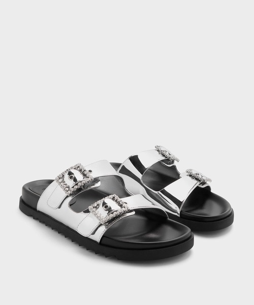 CHARLES & KEITH（チャールズ & キース）の「ジェムバックル ダブルストラップサンダル（サンダル・レディース・ブラック系その他2/オフホワイト/シルバー・22.5cm/23cm/23.5cm/24.5cm/25cm/25.5cm/26.5cm）」の14枚目の写真