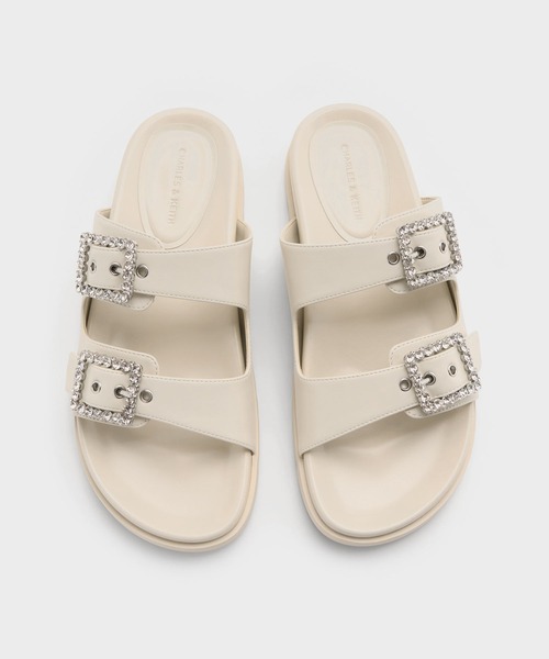 CHARLES & KEITH（チャールズ & キース）の「ジェムバックル ダブルストラップサンダル（サンダル・レディース・ブラック系その他2/オフホワイト/シルバー・22.5cm/23cm/23.5cm/24.5cm/25cm/25.5cm/26.5cm）」の12枚目の写真