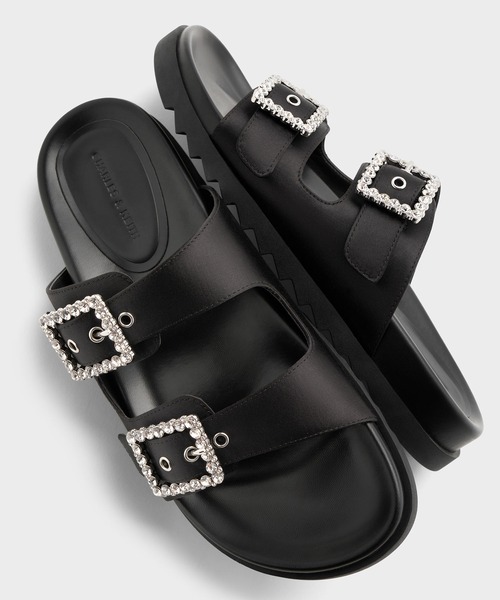CHARLES & KEITH（チャールズ & キース）の「ジェムバックル ダブルストラップサンダル（サンダル・レディース・ブラック系その他2/オフホワイト/シルバー・22.5cm/23cm/23.5cm/24.5cm/25cm/25.5cm/26.5cm）」の7枚目の写真