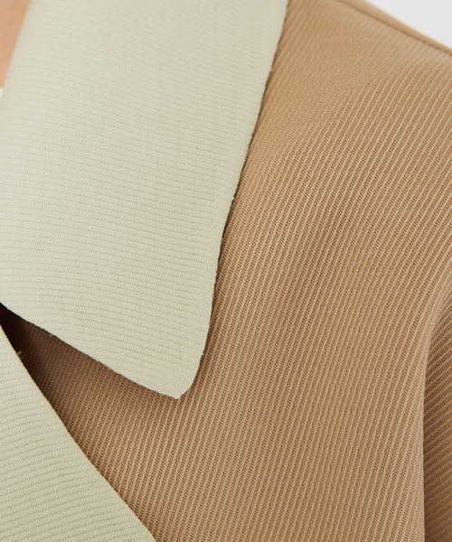 qualite（カリテ）の「【リバーシブル可能】バイカラーリバーシブルコート/軽アウター/秋服（ノーカラーコート・レディース・ベージュ・フリー）」の13枚目の写真