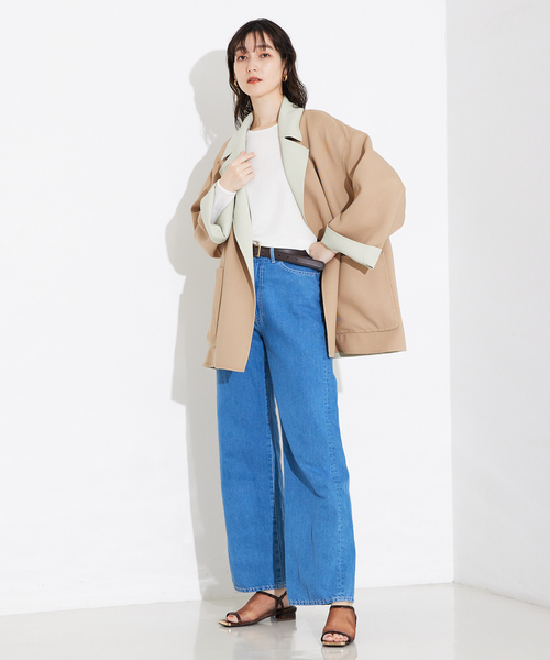 qualite（カリテ）の「【リバーシブル可能】バイカラーリバーシブルコート/軽アウター/秋服（ノーカラーコート・レディース・ベージュ・フリー）」の16枚目の写真