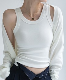 c.u.l（シーユーエル）の「無地 Uネック リブ カップ付きタンクトップ culw796（タンクトップ）」