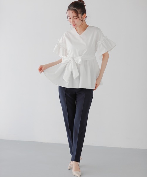 Fit more(フィットモア)の「ウエストリボンベルトドルマンペプラムトップス(その他トップス・レディース・ブラック/ホワイト/ブルー・FREE)」の5枚目の写真