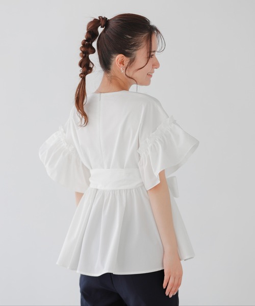 Fit more(フィットモア)の「ウエストリボンベルトドルマンペプラムトップス(その他トップス・レディース・ブラック/ホワイト/ブルー・FREE)」の7枚目の写真