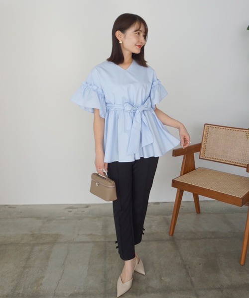 Fit more(フィットモア)の「ウエストリボンベルトドルマンペプラムトップス(その他トップス・レディース・ブラック/ホワイト/ブルー・FREE)」の11枚目の写真