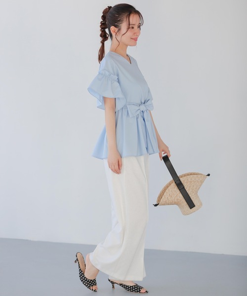 Fit more(フィットモア)の「ウエストリボンベルトドルマンペプラムトップス(その他トップス・レディース・ブラック/ホワイト/ブルー・FREE)」の10枚目の写真