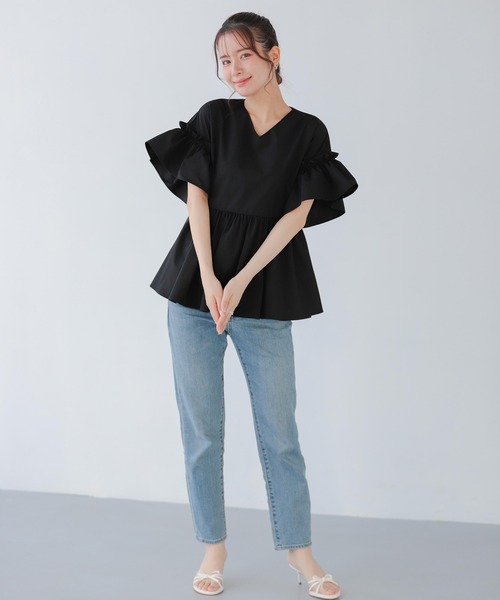 Fit more(フィットモア)の「ウエストリボンベルトドルマンペプラムトップス(その他トップス・レディース・ブラック/ホワイト/ブルー・FREE)」の13枚目の写真