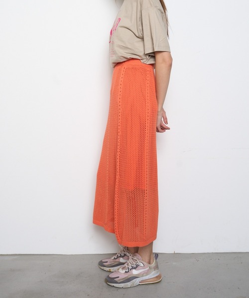 Muel Chic(ミュエルシック)の「Mill mesh knit skirt ミルメッシュニットスカート(スカート・レディース・オレンジ/グレー系その他/オフホワイト・FREE)」の10枚目の写真