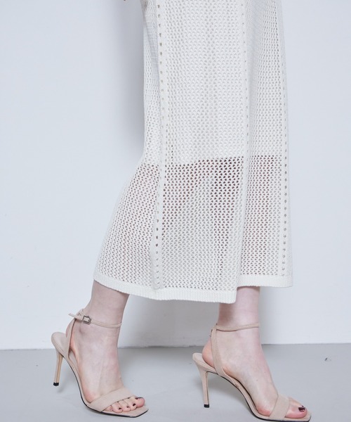 Muel Chic(ミュエルシック)の「Mill mesh knit skirt ミルメッシュニットスカート(スカート・レディース・オレンジ/グレー系その他/オフホワイト・FREE)」の13枚目の写真