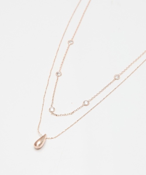 earth music&ecology(アースミュージックアンドエコロジー)の「SET2点ドロップネックレス+ビジューネックレス(ネックレス・レディース・シルバー/ピンク・FREE)」の1枚目の写真