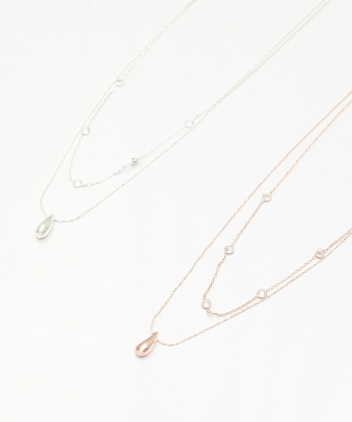 earth music&ecology(アースミュージックアンドエコロジー)の「SET2点ドロップネックレス+ビジューネックレス(ネックレス・レディース・シルバー/ピンク・FREE)」の3枚目の写真