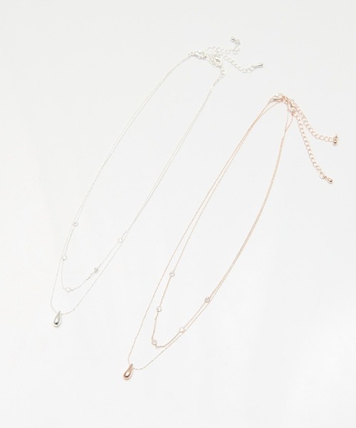 earth music&ecology(アースミュージックアンドエコロジー)の「SET2点ドロップネックレス+ビジューネックレス(ネックレス・レディース・シルバー/ピンク・FREE)」の4枚目の写真