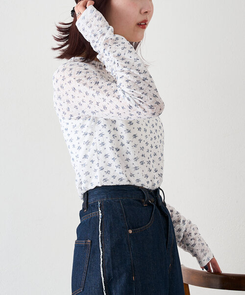 w closet(ダブルクローゼット)の「フラワーレースジャガードプルオーバー(Tシャツ/カットソー・レディース・オフホワイト/アイボリー/ピンク・FREE)」の6枚目の写真
