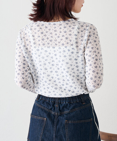w closet(ダブルクローゼット)の「フラワーレースジャガードプルオーバー(Tシャツ/カットソー・レディース・オフホワイト/アイボリー/ピンク・FREE)」の7枚目の写真