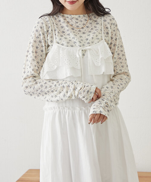 w closet(ダブルクローゼット)の「フラワーレースジャガードプルオーバー(Tシャツ/カットソー・レディース・オフホワイト/アイボリー/ピンク・FREE)」の14枚目の写真