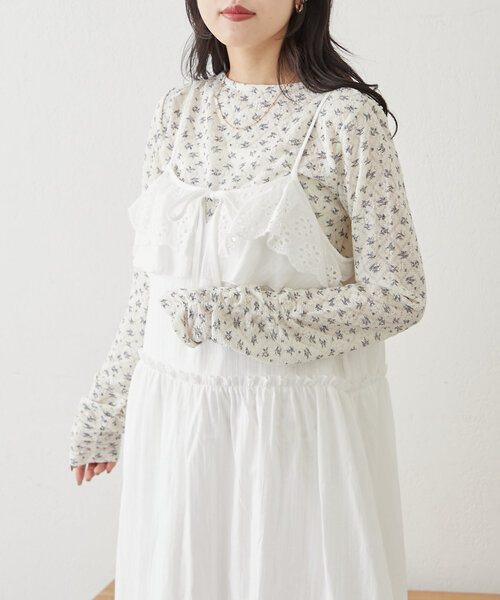 w closet(ダブルクローゼット)の「フラワーレースジャガードプルオーバー(Tシャツ/カットソー・レディース・オフホワイト/アイボリー/ピンク・FREE)」の15枚目の写真