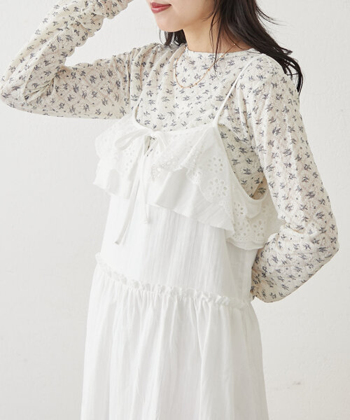 w closet(ダブルクローゼット)の「フラワーレースジャガードプルオーバー(Tシャツ/カットソー・レディース・オフホワイト/アイボリー/ピンク・FREE)」の16枚目の写真