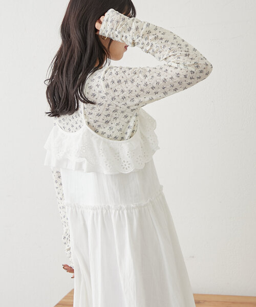 w closet(ダブルクローゼット)の「フラワーレースジャガードプルオーバー(Tシャツ/カットソー・レディース・オフホワイト/アイボリー/ピンク・FREE)」の17枚目の写真