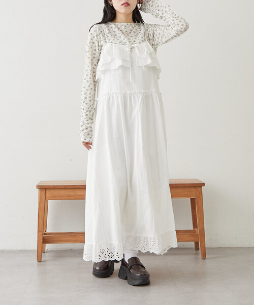 w closet(ダブルクローゼット)の「フラワーレースジャガードプルオーバー(Tシャツ/カットソー・レディース・オフホワイト/アイボリー/ピンク・FREE)」の20枚目の写真