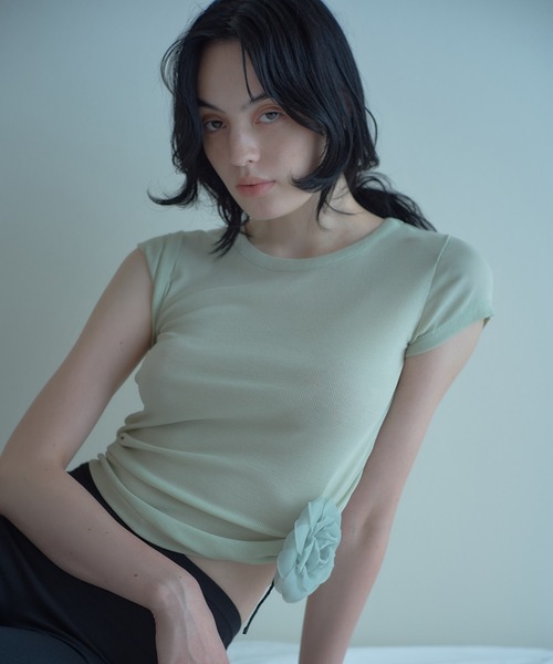 IRIS47(イリスフォーセブン)の「【IRIS 47】comfy short tops/コンフィー ショート トップス dress29 ※(Tシャツ/カットソー・レディース・グリーン/ホワイト/ブラック・FREE)」の1枚目の写真