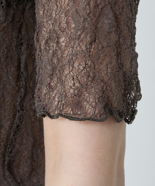 le ELMi(ルエルミ)の「Sheer lace compact t-shirt / シアーレースコンパクトTシャツ(Tシャツ/カットソー・レディース・ブラック/ブラウン/オフホワイト/ブルー・FREE)」の16枚目の写真