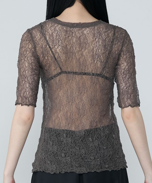 le ELMi(ルエルミ)の「Sheer lace compact t-shirt / シアーレースコンパクトTシャツ(Tシャツ/カットソー・レディース・ブラック/ブラウン/オフホワイト/ブルー・FREE)」の17枚目の写真