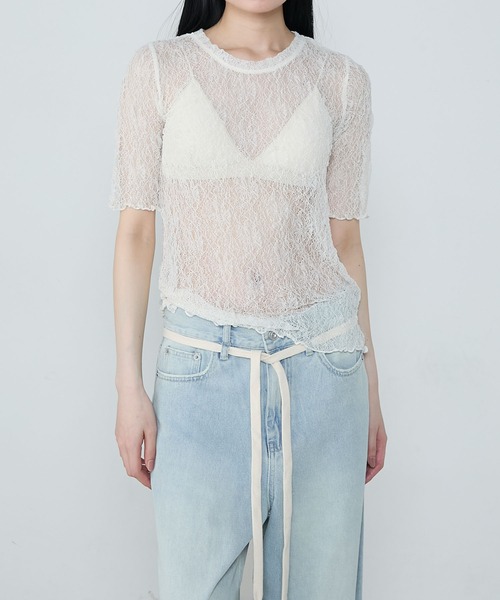 le ELMi(ルエルミ)の「Sheer lace compact t-shirt / シアーレースコンパクトTシャツ(Tシャツ/カットソー・レディース・ブラック/ブラウン/オフホワイト/ブルー・FREE)」の19枚目の写真