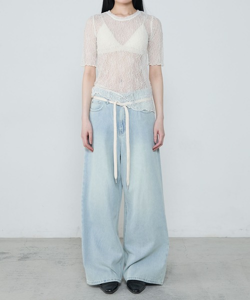 le ELMi(ルエルミ)の「Sheer lace compact t-shirt / シアーレースコンパクトTシャツ(Tシャツ/カットソー・レディース・ブラック/ブラウン/オフホワイト/ブルー・FREE)」の22枚目の写真