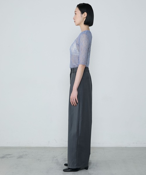 le ELMi(ルエルミ)の「Sheer lace compact t-shirt / シアーレースコンパクトTシャツ(Tシャツ/カットソー・レディース・ブラック/ブラウン/オフホワイト/ブルー・FREE)」の5枚目の写真