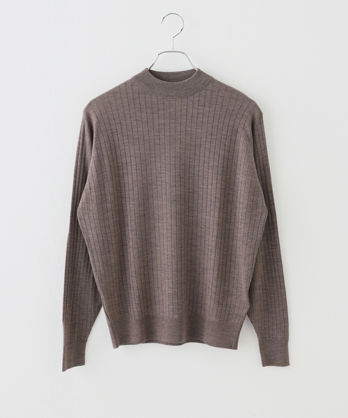 JOHN SMEDLEY(ジョンスメドレー)の「JOHN SMEDLEY (ジョンスメドレー) A4715 RIB MOCK NECK 30G(ニット/セーター・メンズ・チャコールグレー/ライトグレー/ブラック/ベージュ・MEDIUM/LARGE)」の4枚目の写真