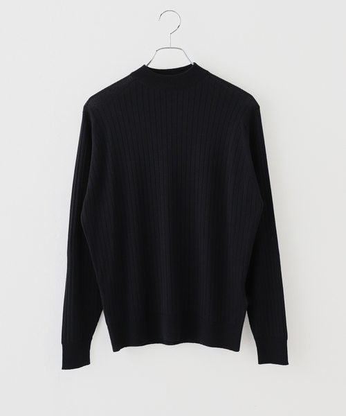JOHN SMEDLEY(ジョンスメドレー)の「JOHN SMEDLEY (ジョンスメドレー) A4715 RIB MOCK NECK 30G(ニット/セーター・メンズ・チャコールグレー/ライトグレー/ブラック/ベージュ・MEDIUM/LARGE)」の1枚目の写真